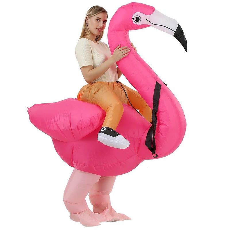 RHYTHMARTS Inflatable Costume Flamingo Costume Adult Ride On Flamingo Inflatable Halloween Costumes for Adult Valentine's Day - Image 1